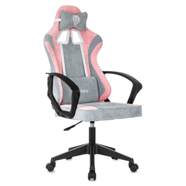 Кресло компьютерное BRABIX "Forcer GM-127", 2 подушки, ткань, розовое/серое, 533215
