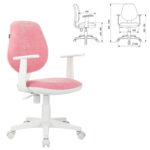 Кресло детское BRABIX "Fancy MG-201W", с подлокотниками, пластик белый, ткань вельветовая, розовое, 533009 — изображение 2