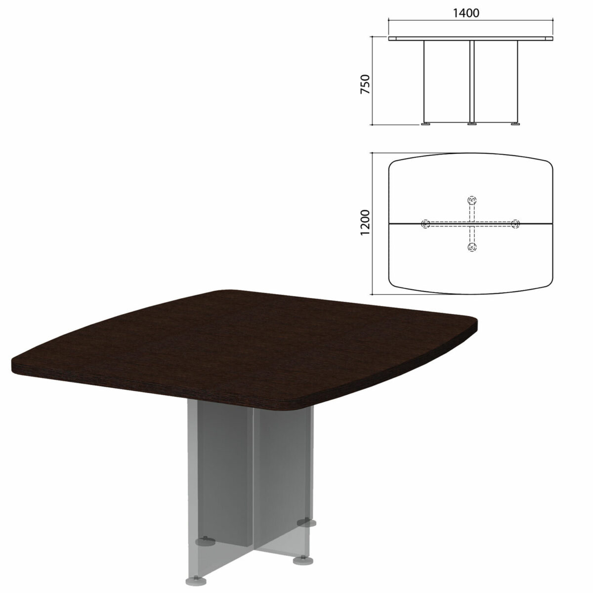 Столешница базы стола для переговоров "Приоритет" (1400х1200х750 мм), венге, К-911, К-911 венге — изображение 1