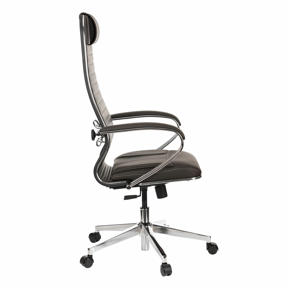 Кресло офисное МЕТТА "К-6" хром, экокожа, сиденье и спинка мягкие, темно-коричневое — изображение 4
