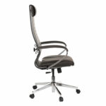 Кресло офисное МЕТТА "К-6" хром, экокожа, сиденье и спинка мягкие, темно-коричневое — изображение 4