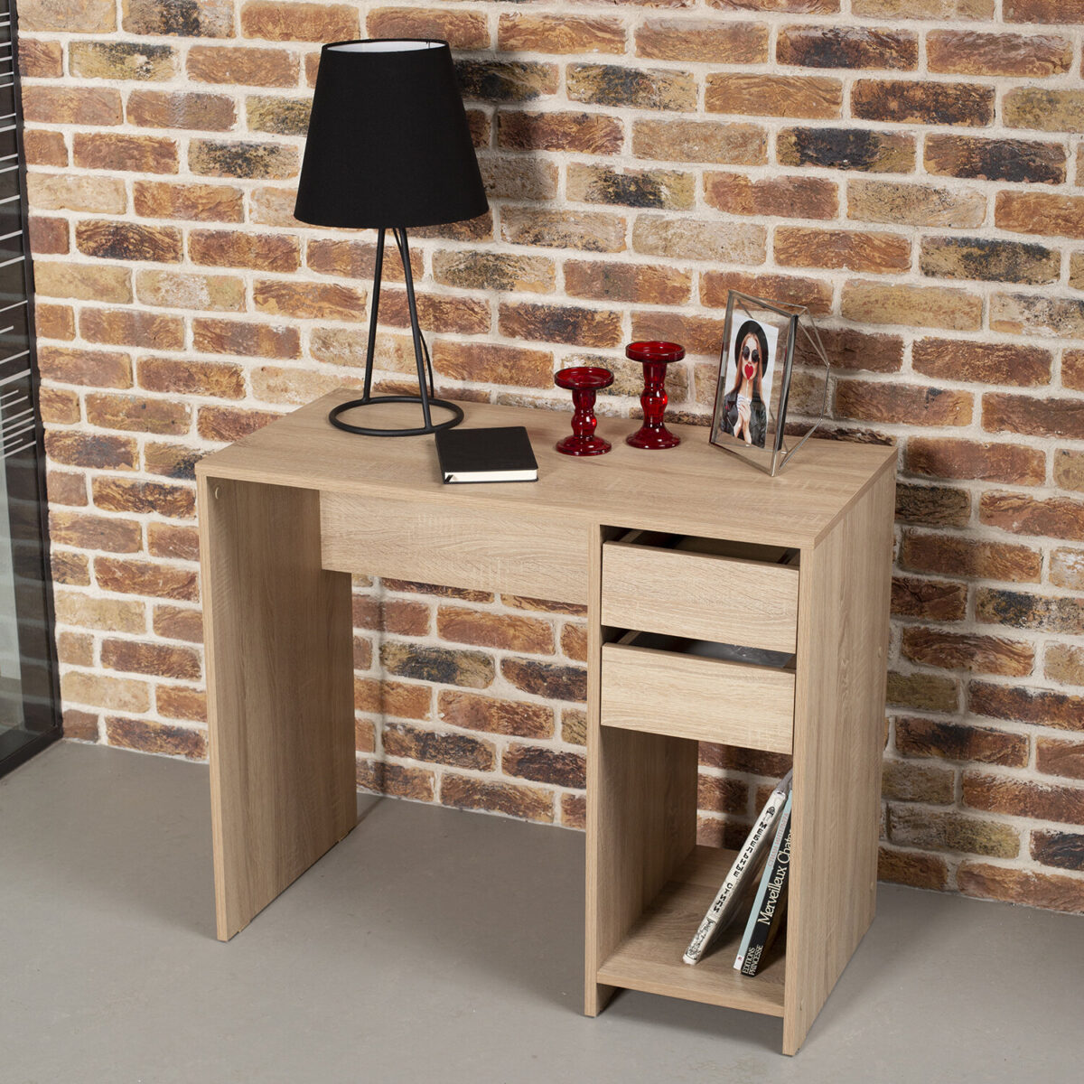 Стол письменный/компьютерный BRABIX "Scandi CD-017", 900х450х750 мм, 2 ящика, дуб сонома, 641895, ЦБ013706-2 — изображение 1