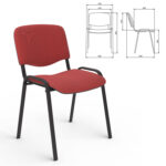Стул для персонала и посетителей "ИЗО", черный каркас, ткань черно-красная, В-9/С-16 — изображение 2