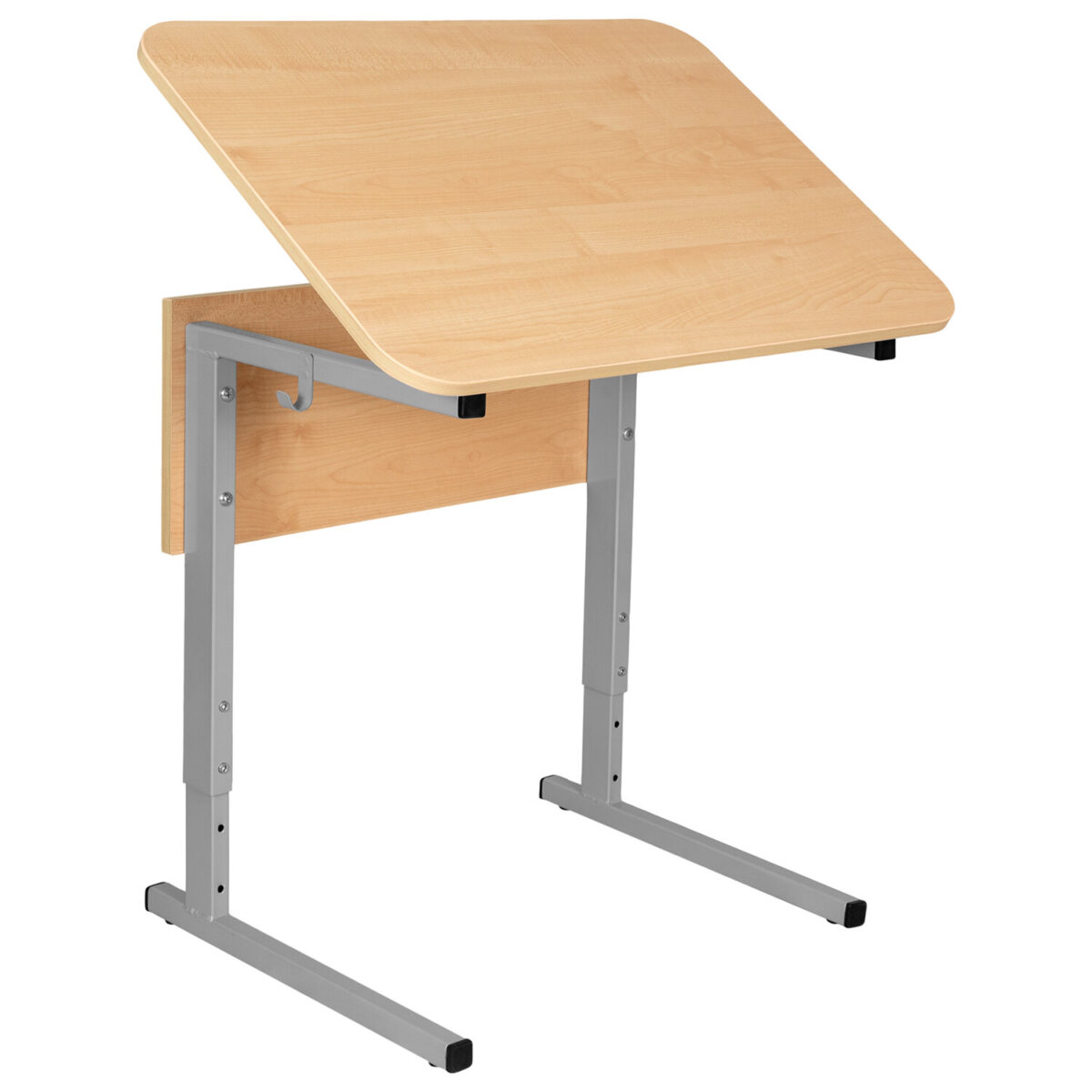 Стол-парта 1-местный, регулируемый угол, СУТ.54-01, 600х500х520-640 мм, рост 2-4, серый каркас, ЛДСП клён — изображение 2