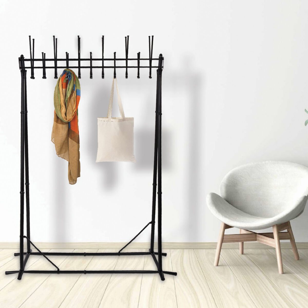Вешалка напольная "Алла", 1,82 м, 22 крючка, металл, черная — изображение 6