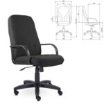 Кресло офисное "Менеджер", ткань, монолитный каркас, черное С-11, В-14 — изображение 2