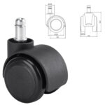 Колеса (ролики) BRABIX для кресла, прорезиненные, SLIM, КОМПЛЕКТ 5 шт., шток d 11 мм, черные, 533084 — изображение 2