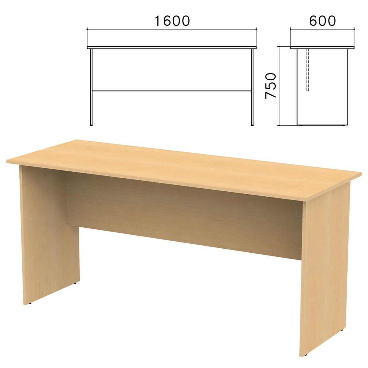 d4c024fa4da58f5de2d44035366d3f69_xl Стол письменный "Канц", 1600х600х750 мм, цвет бук невский, СК20.10 — изображение 1