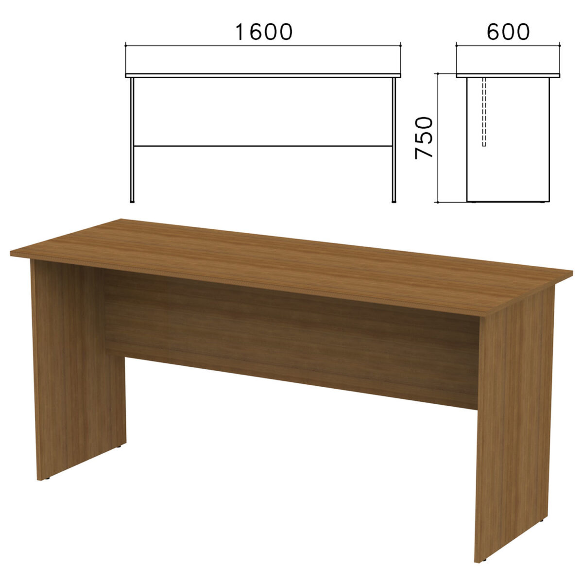 Стол письменный "Канц", 1600х600х750 мм, цвет орех пирамидальный, СК20.9 — изображение 1