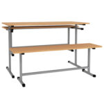 Стол для столовых 1200х600х760 мм, рост 6, серый каркас, ДСП/пластик, цвет бук — изображение 2