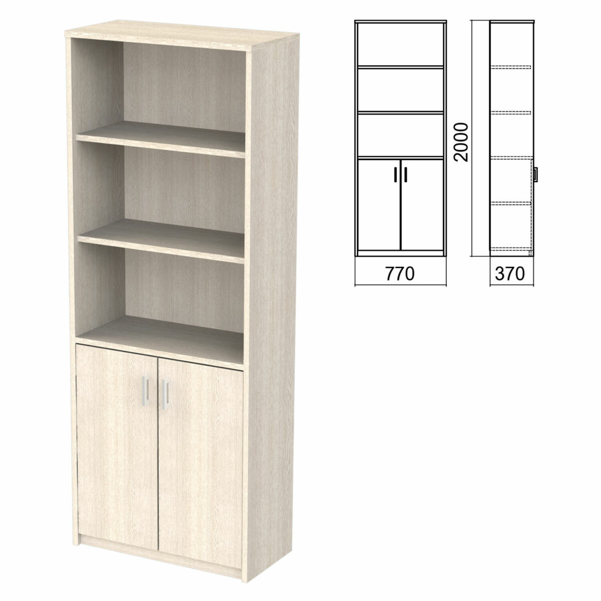 Шкаф полузакрытый "Арго", 770х370х2000 мм, 2 двери, 4 полки, ясень шимо — изображение 1