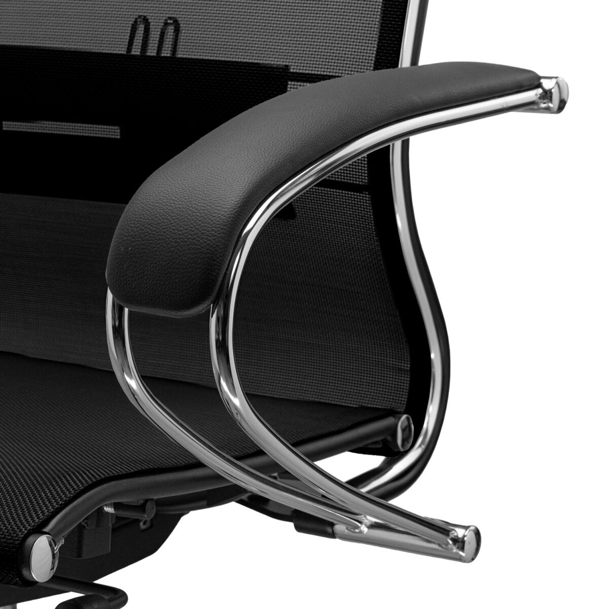 Кресло офисное МЕТТА "К-9" хром, прочная сетка, сиденье и спинка регулируемые, черное — изображение 13