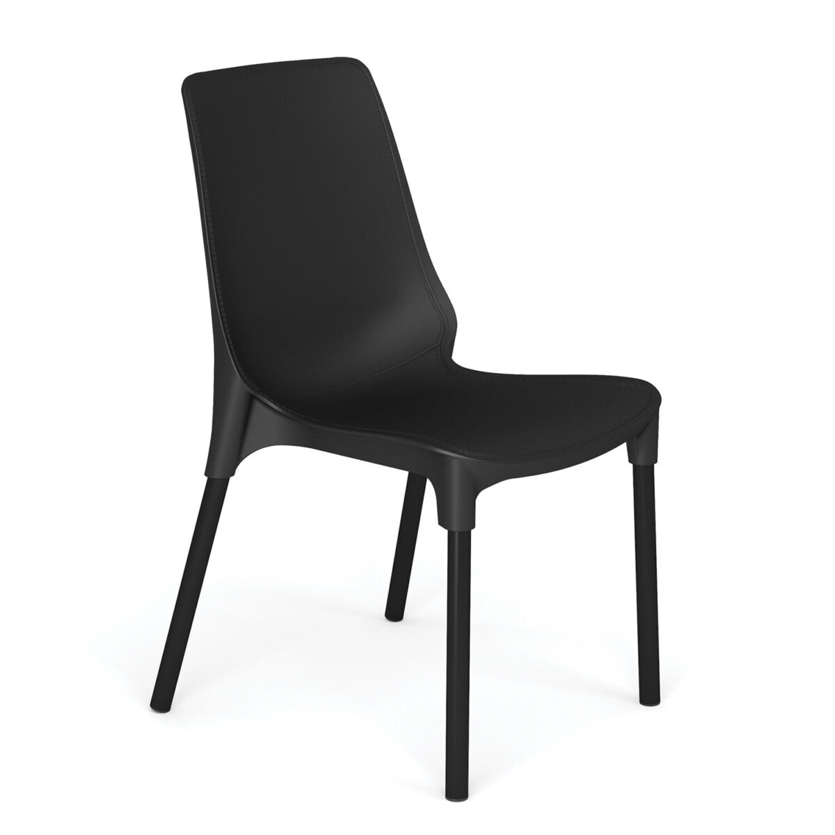 Стул для столовых, кафе, дома SHT-S75, черный металлический каркас, пластик черный — изображение 1