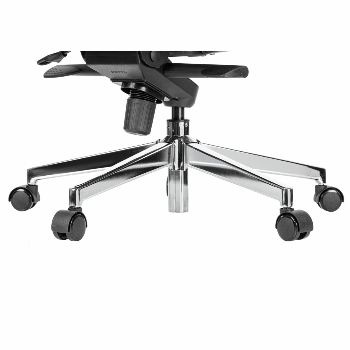 Кресло офисное МЕТТА "ErgoLife" Comfort, хром, сиденье мягкое, ткань-сетка/экокожа, черное — изображение 10