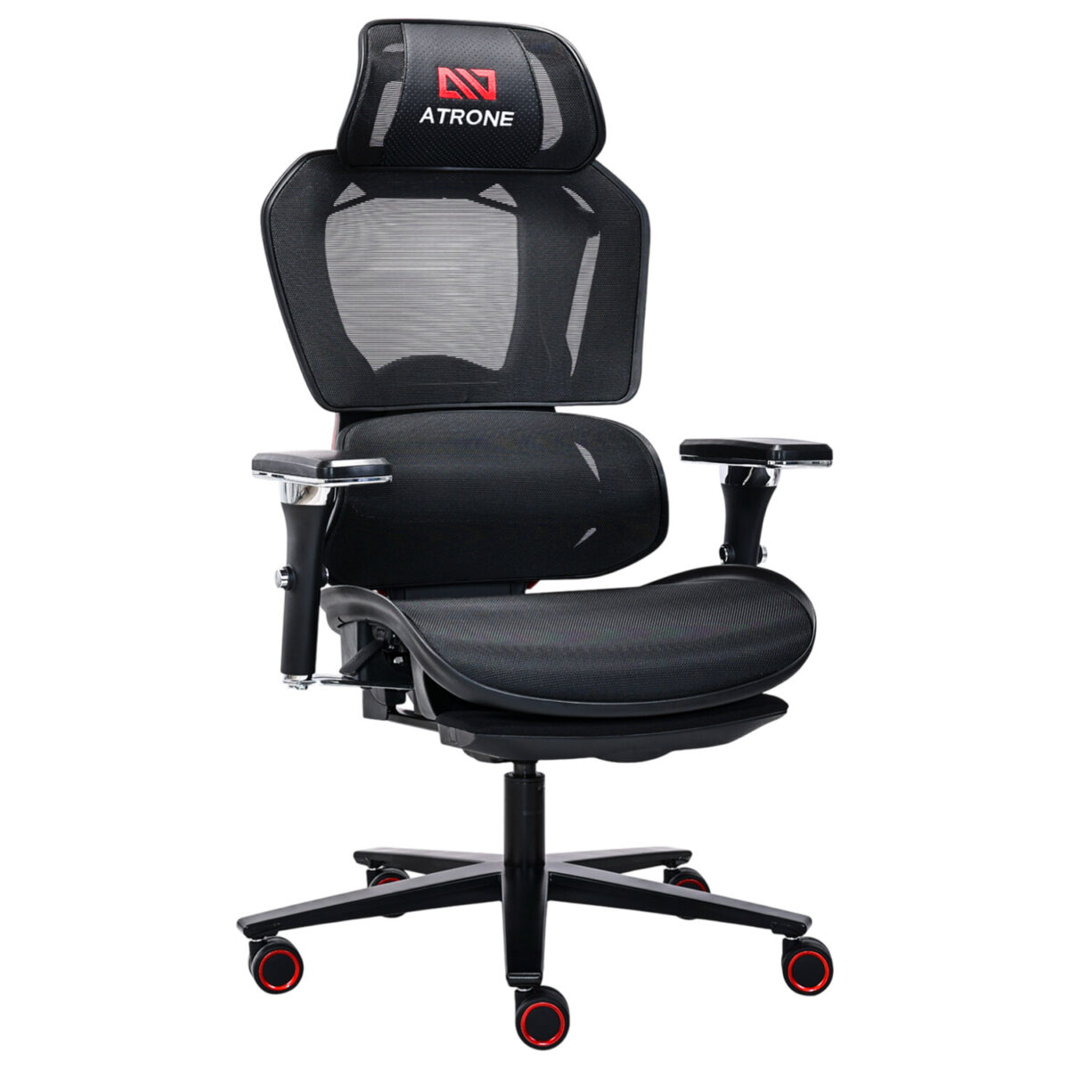 Кресло ATRONE (АТРОН) "Optimus ER-707", адаптивный механизм со слайдером, сетка, черный/красный, 532968 — изображение 2