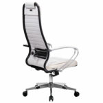 Кресло офисное МЕТТА "К-6" хром, кожа, сиденье и спинка мягкие, белое — изображение 5