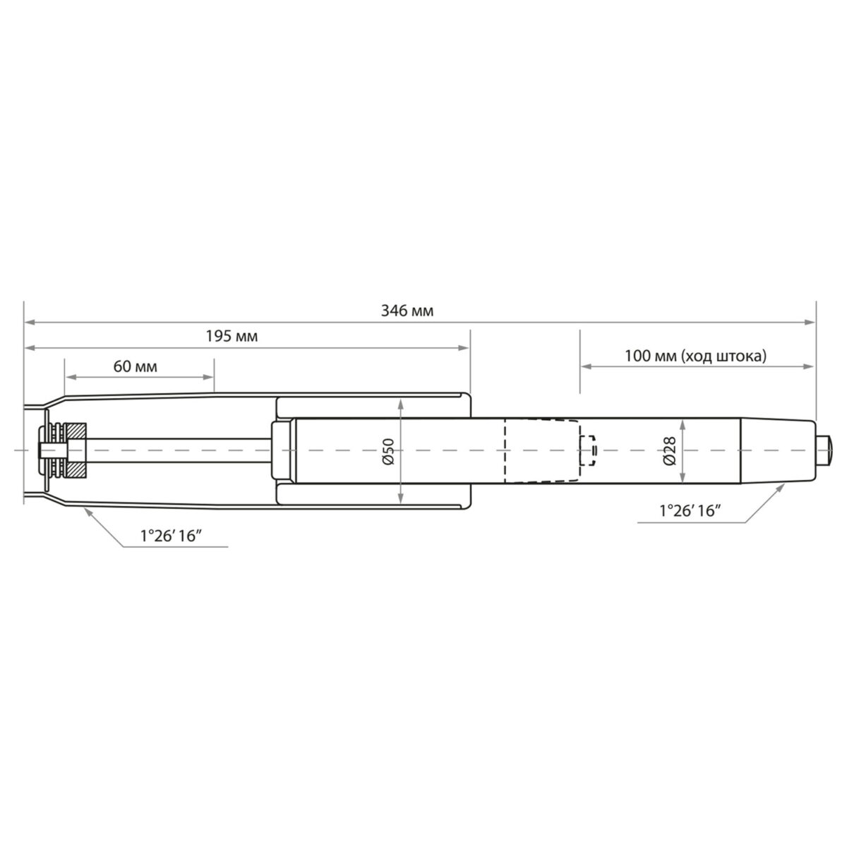 Газлифт BRABIX A-100 короткий, черный, длина в открытом виде 346 мм, d50 мм, класс 2, 532001 — изображение 3