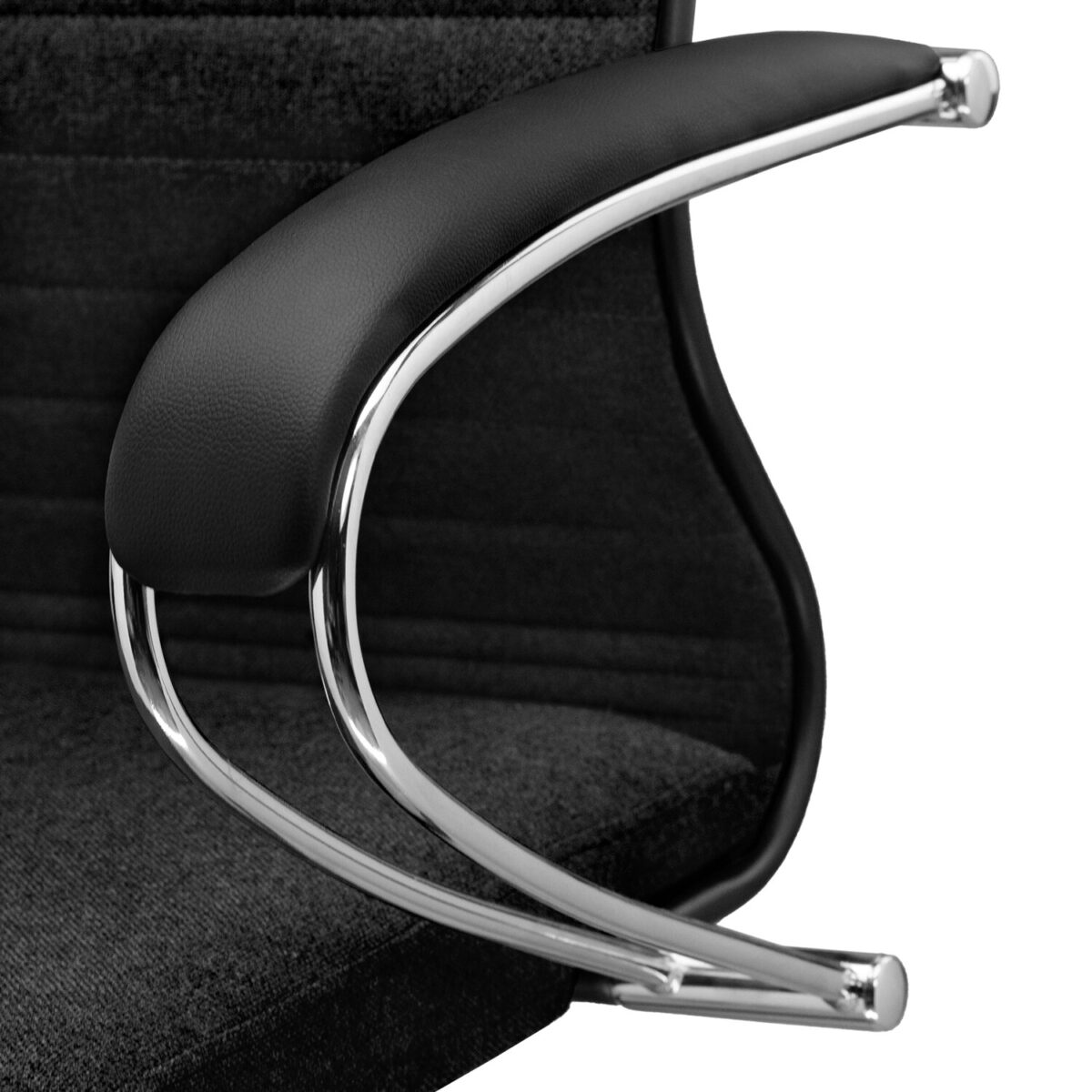 Кресло офисное МЕТТА "К-27" хром, ткань, сиденье и спинка мягкие, черное — изображение 15