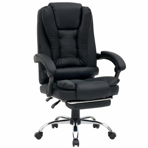 Кресло офисное CROMEX (КРОМЕКС) "Chill MS-005", с функцией вибромассажа, подножка, экокожа, черное, 532958