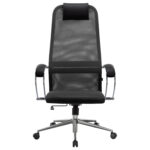 Кресло офисное МЕТТА "SU-B-8" хром, ткань-сетка, сиденье мягкое, черное — изображение 17