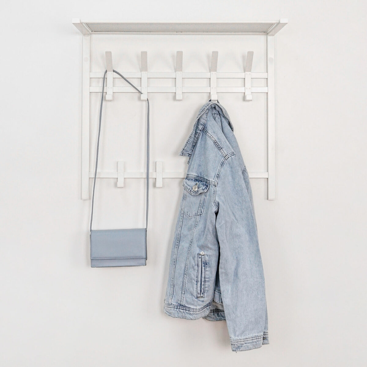 Вешалка настенная с полкой 2 яруса "Торонто-22", 585х670х270 мм, 9 крючков, металл, белая, ВСПТ22 Б — изображение 2