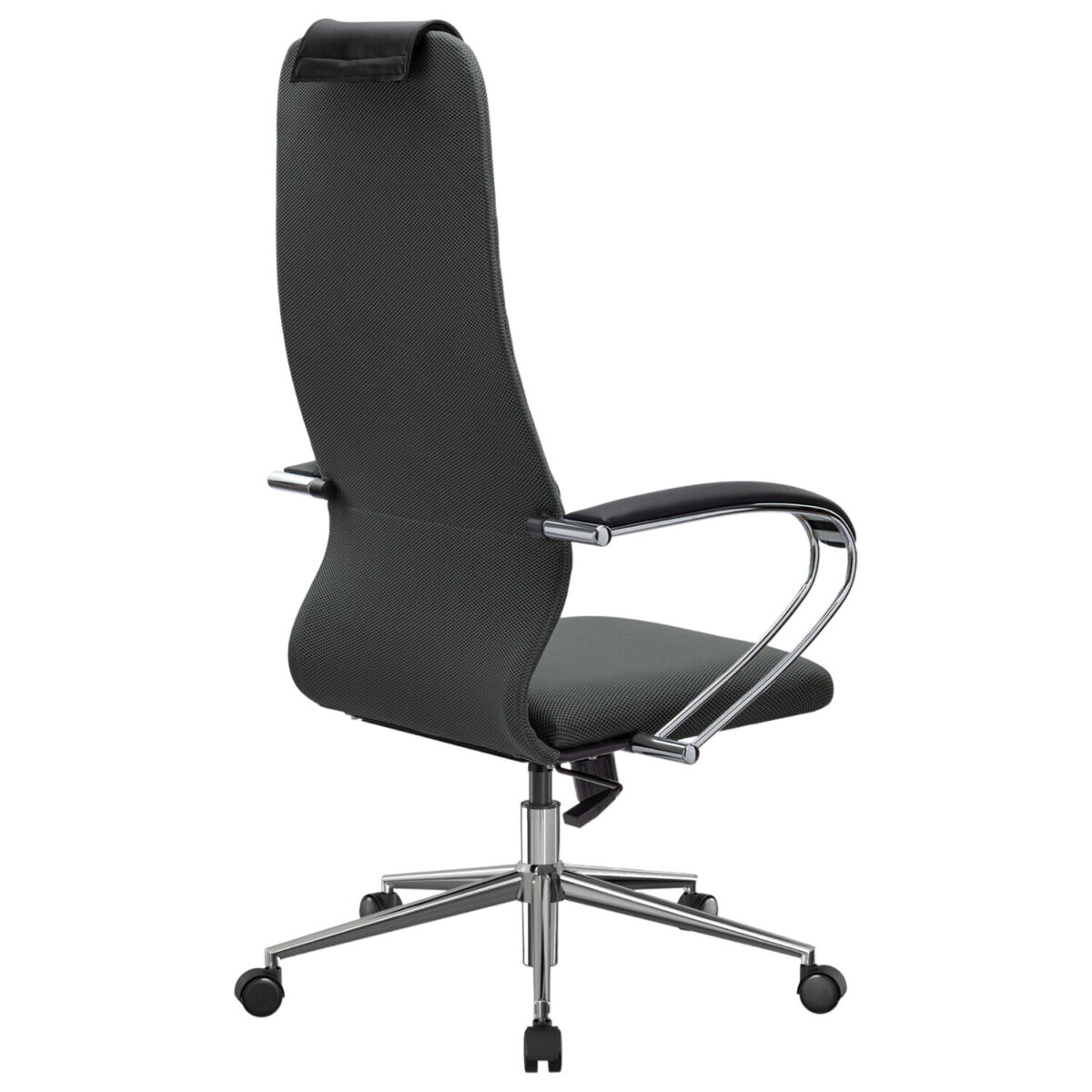 Кресло офисное МЕТТА "SU-B-10" хром, ткань-сетка, сиденье и спинка мягкие, темно-серое — изображение 9