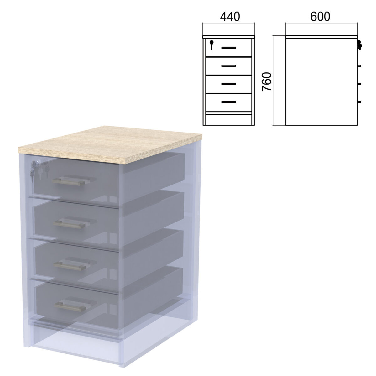 db9988da0714703b8e69d19d6b35a9f4_xl Крышка для тумбы приставной (АТ-07) "Арго", 440х600х22 мм, ясень шимо — изображение 1