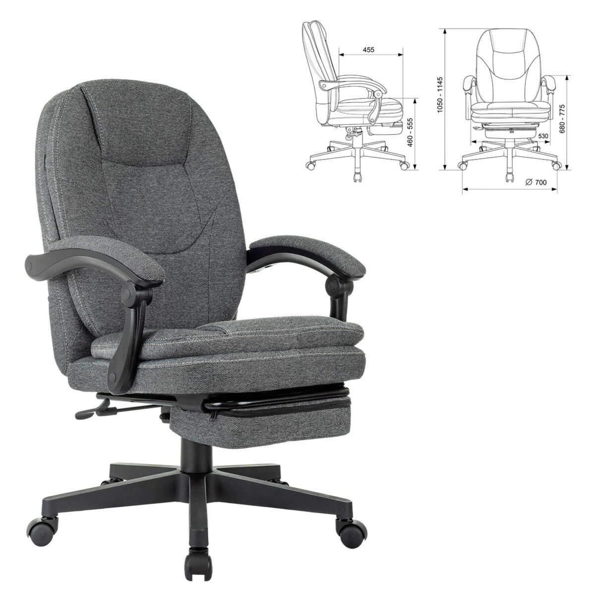 Кресло офисное CH-868MSG-BF, синхромеханизм, вибромодуль, подставка для ног, ткань, серое, 1998751 — изображение 2