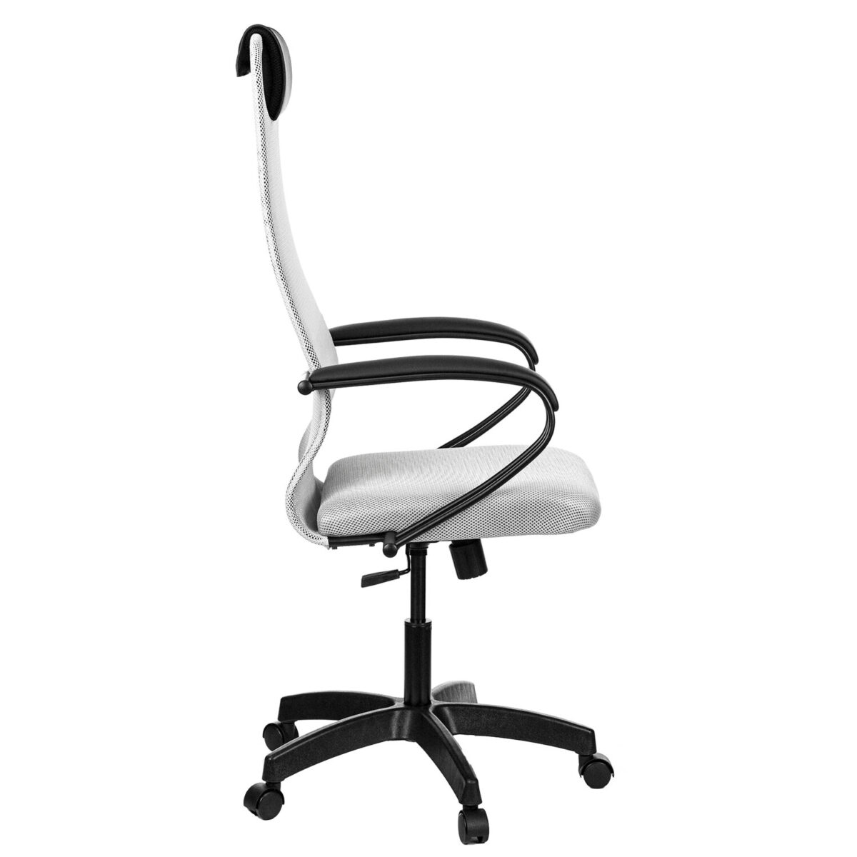 Кресло офисное МЕТТА "SU-B-8" пластик, ткань-сетка, сиденье мягкое, светло-серое — изображение 4