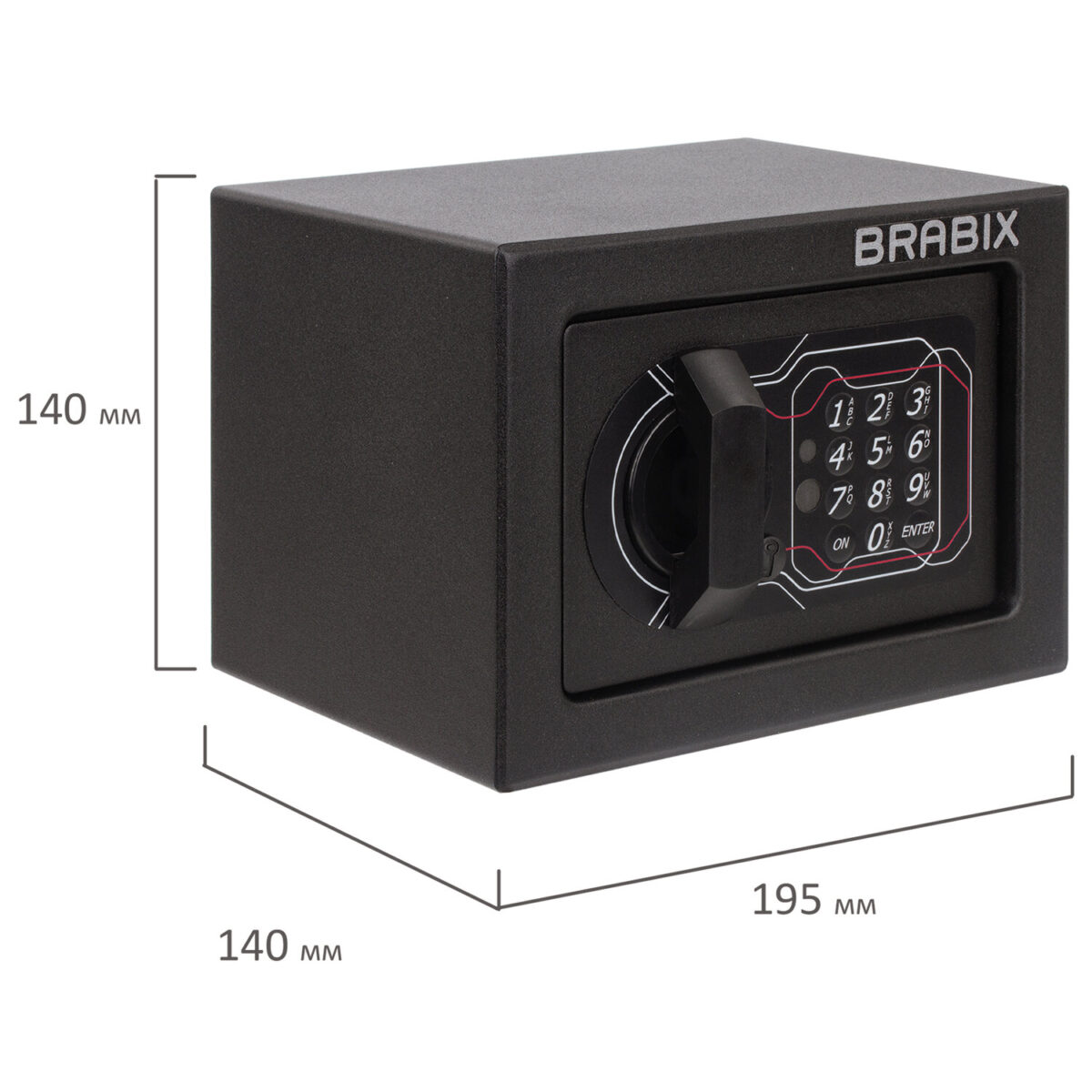 Сейф мебельный BRABIX "SF-140EL", 140х195х140 мм, электронный замок, черный, 291141, S103BR210214 — изображение 2