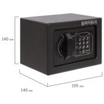 Сейф мебельный BRABIX "SF-140EL", 140х195х140 мм, электронный замок, черный, 291141, S103BR210214 — изображение 2