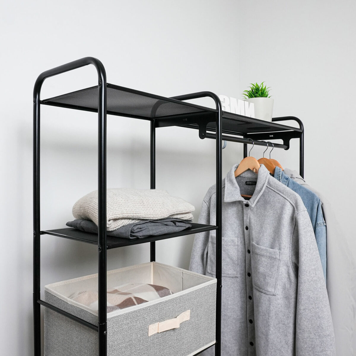 Вешалка-стеллаж "Валенсия-1", 1555х1090х300 мм, 7 полок, металл, черная, ГСВ1 Ч — изображение 6