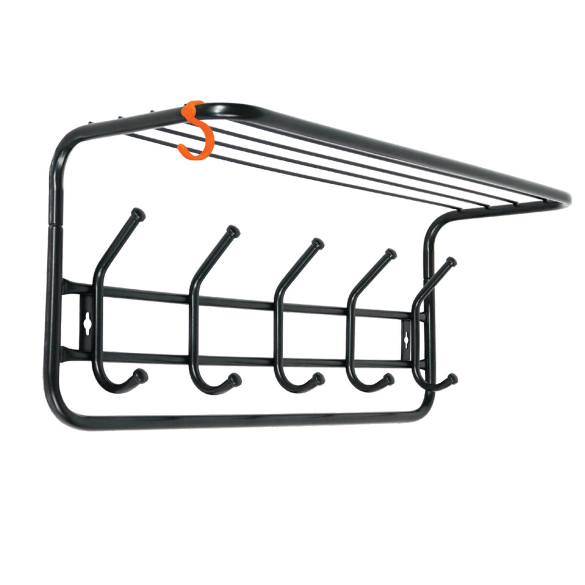 Вешалка настенная с полкой "ВСП6", 265х600х220 мм, 5 крючков, металл, черная, ВСП 6 Ч — изображение 1