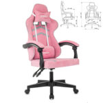 Кресло компьютерное BRABIX "Shooter GM-123", 2 подушки, ткань, розовое/серое, 533213 — изображение 2