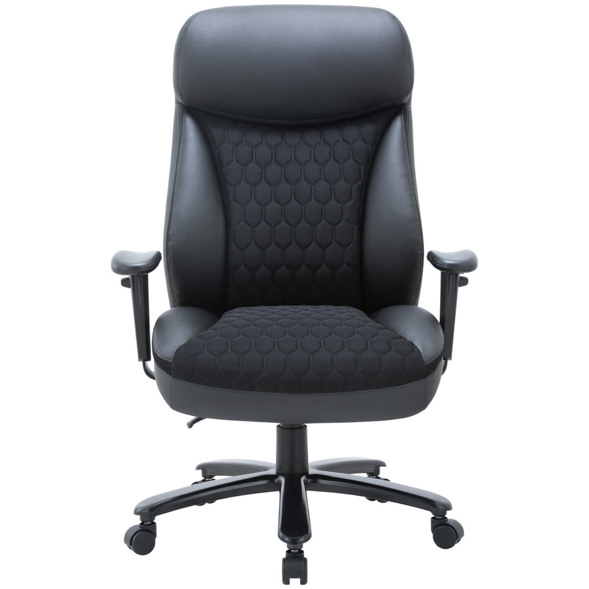 Кресло офисное CHAIRMAN CH 414, НАГРУЗКА до 180 кг, пружинный блок в сиденье, ткань/экокожа, черное, 7145955 — изображение 3