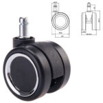 Колеса (ролики) BRABIX для кресла, прорезиненные, ХРОМ, d 60 мм, КОМПЛЕКТ 5 шт., шток d 11 мм, черные, короб, 533089 — изображение 2