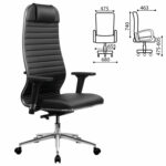 Кресло МЕТТА "ErgoLife" 10 B1-117D, хром, синхромеханизм, 2D-подлокотники, экокожа, черное — изображение 3