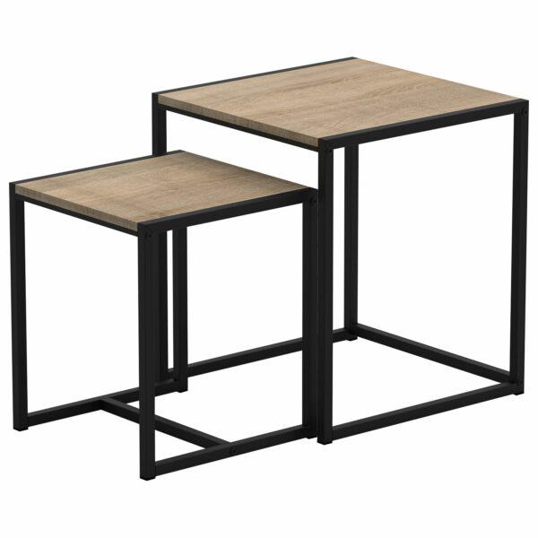 Стол журнальный "Терса", 490х490х560/390х390х460 мм, КОМПЛЕКТ 2 шт., металл/ЛДСП ясень шимо светлый