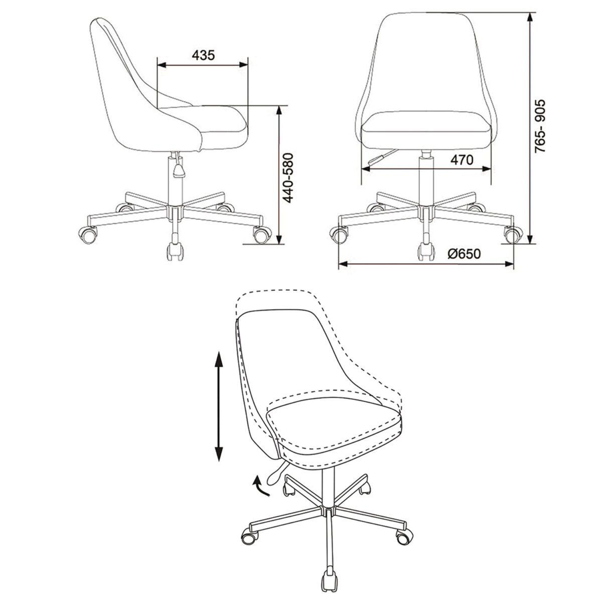 Кресло CH-340M, пятилучие металлическое, ткань, серо-голубое, 1398209 — изображение 2