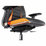 Кресло компьютерное МЕТТА "ErgoLife" 10 B2-160D, 2D-подголовник, экокожа/сетка, черное/оранжевое — изображение 9