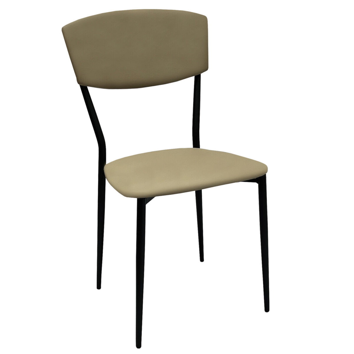 Стул для столовых, кафе, дома РС23, черный каркас, экокожа серо-бежевая — изображение 1