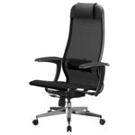 Кресло офисное МЕТТА "К-4-Т" хром, прочная сетка, сиденье и спинка регулируемые, черное — изображение 12