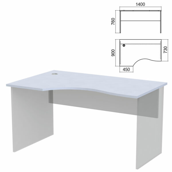 Стол эргономичный ЧАСТЬ 1 "Арго", 1400х900х760 мм, левый, серый