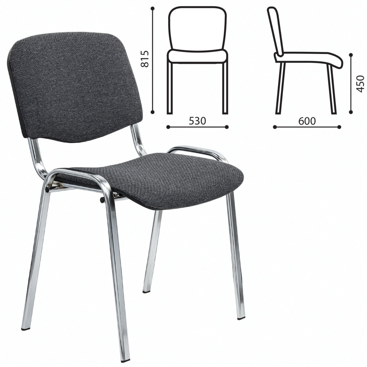 Стул STAFF "Iso Lite CF-008", хром, ткань серая (С-71), 532566 — изображение 6