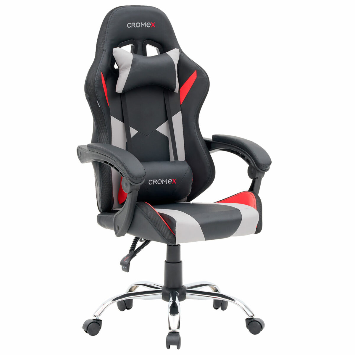 Кресло компьютерное CROMEX (КРОМЕКС) "Quantum GM-155 RGB", подсветка, две подушки, экокожа, черное/красное/серое, 532955 — изображение 2