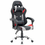 Кресло компьютерное CROMEX (КРОМЕКС) "Quantum GM-155 RGB", подсветка, две подушки, экокожа, черное/красное/серое, 532955 — изображение 2