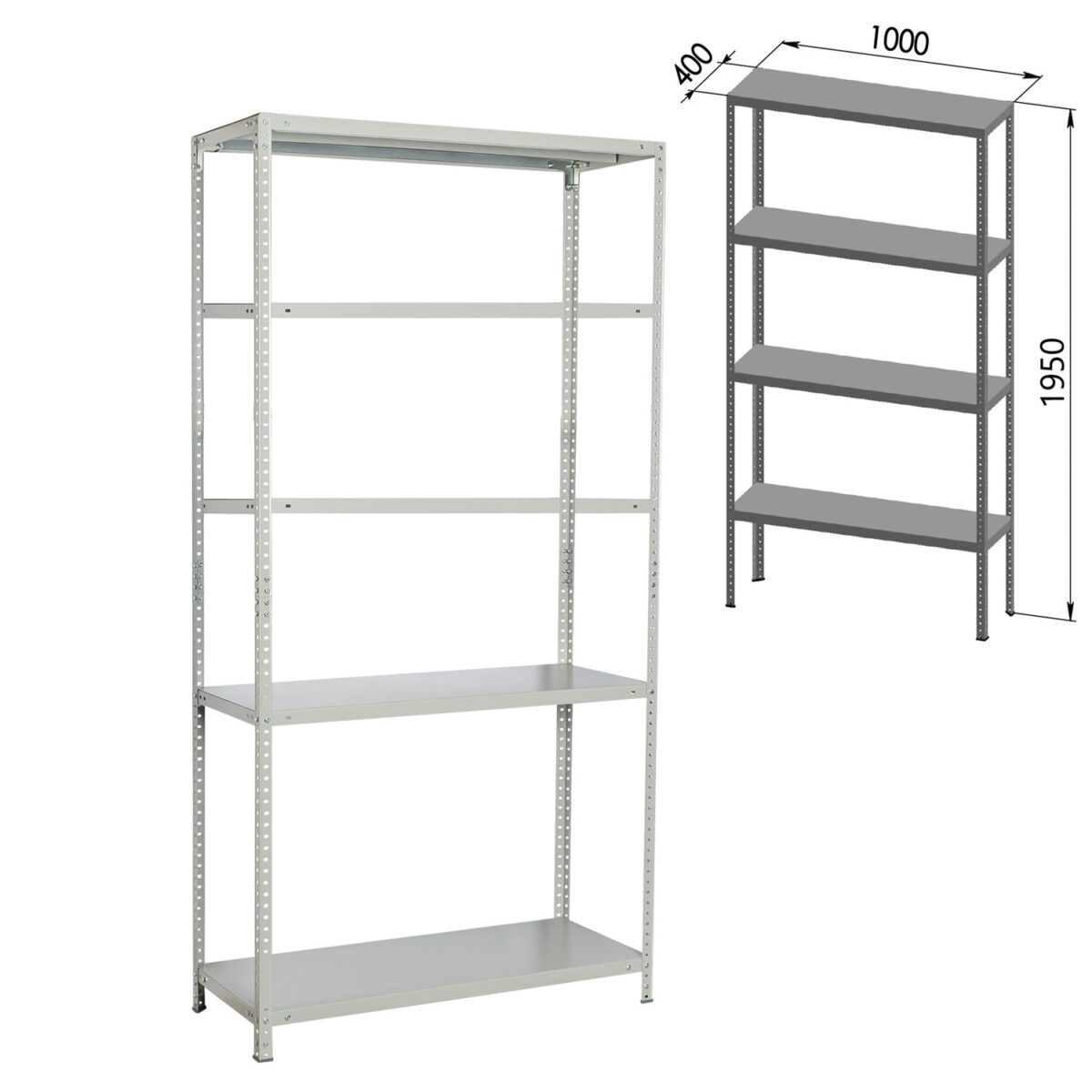 Стеллаж металлический BRABIX "MS KD-195/30-5", 1950х1000х300 мм, 5 полок, сборная стойка, 291118, S240BR243502 — изображение 2