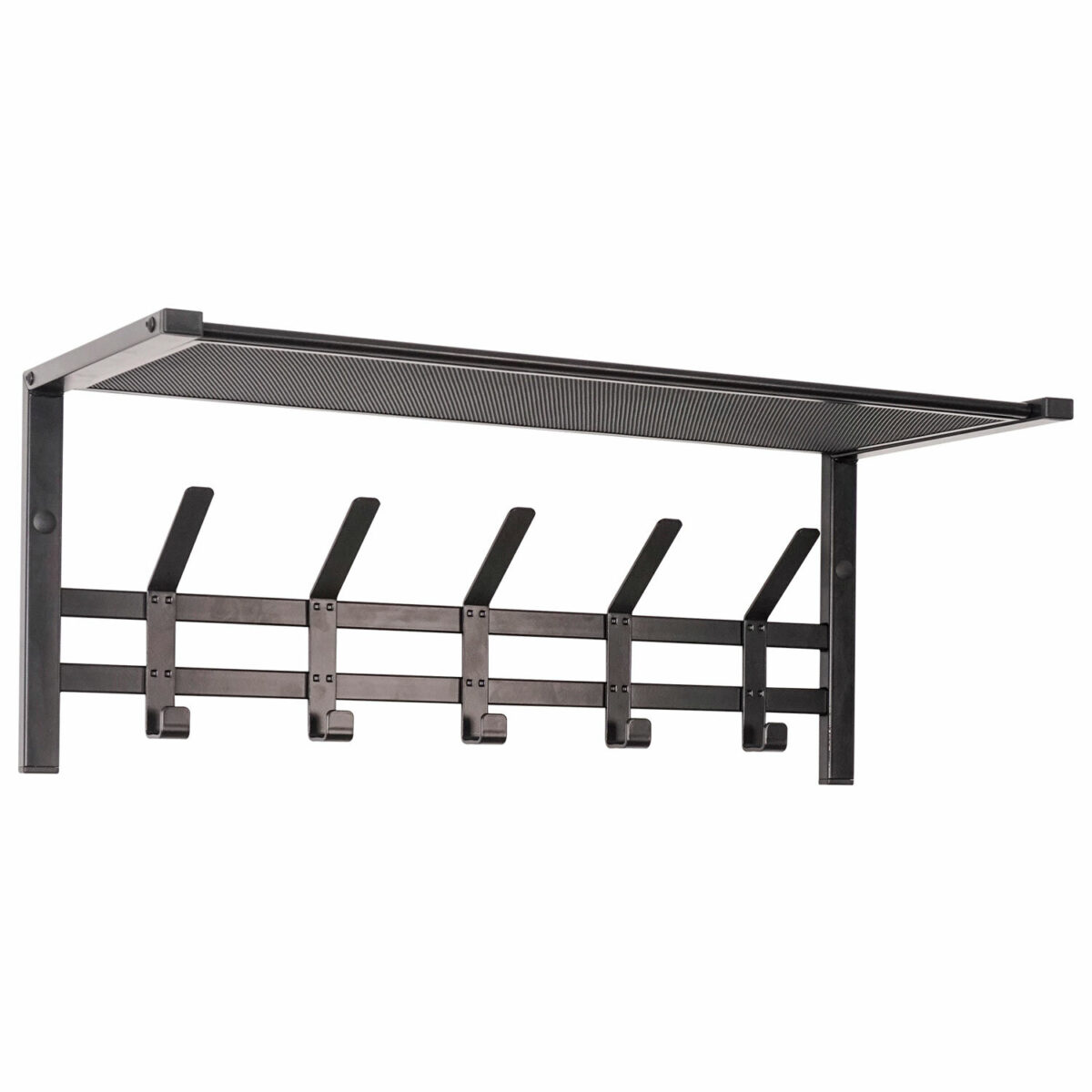 Вешалка настенная с полкой "Торонто-21", 270х670х270 мм, 5 крючков, металл, черная, ВСПТ21 Ч — изображение 1