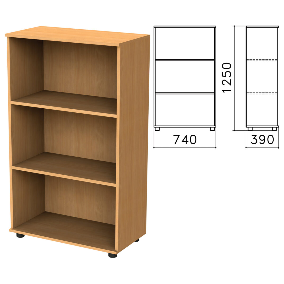 Шкаф (стеллаж) "Монолит", 740х390х1250 мм, 2 полки, цвет бук бавария, ШМ51.1 — изображение 1