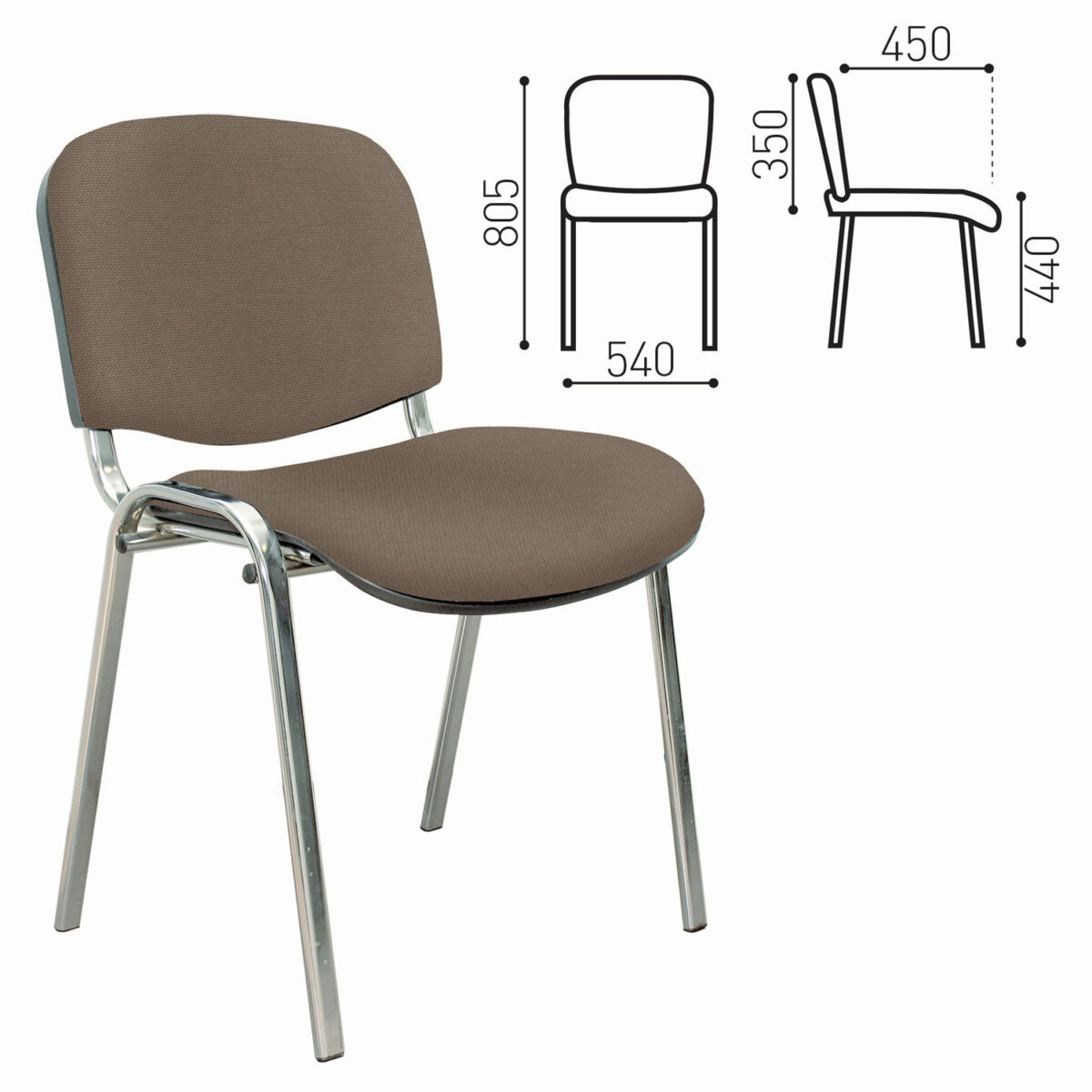 Стул для персонала и посетителей "ИЗО", хромированный каркас, ткань бежевая С-39 — изображение 1